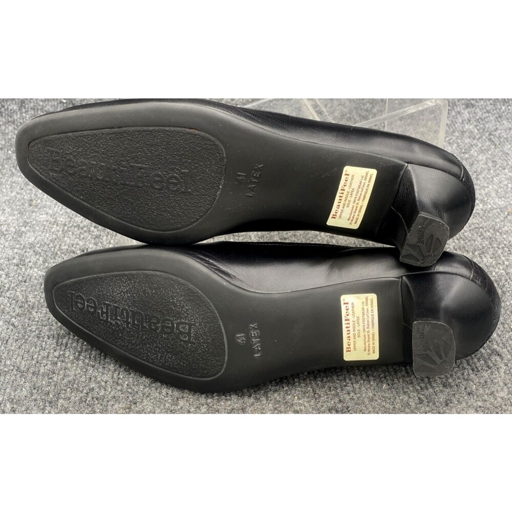 BeautiFeel Joan 7083 Black Leather Suede Net Pumps Women's Size 41 M Oxford Heel - Picture 8 of 14